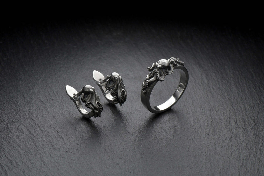 Octopus ring	octopus art	tentacle ring	octopus jewelry	Oktopus-Ring	bague pieuvre (etsy image id: 4194813655)