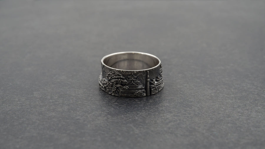 Japan ring	Samurai ring	Japan souvenir	Kawaii Ring	Tokyo Skyline	City ring	anniversary gift	artery jewelry	cityscape ring	Anime ring	sterling silver ring	Japan cityscape	Japan jewelry (etsy image id: 7309553697)