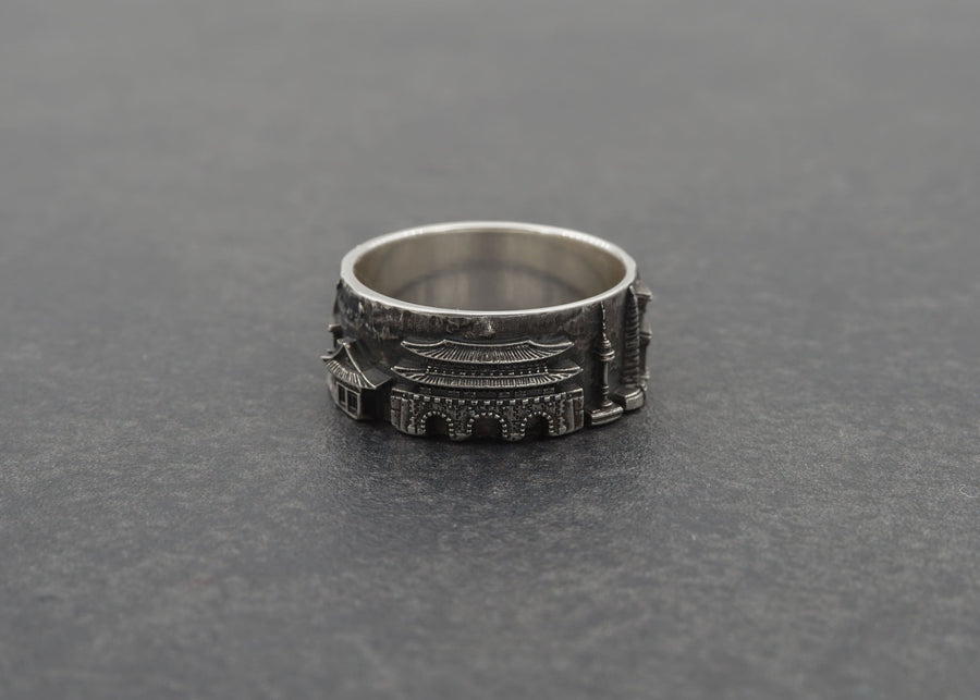 Seoul Cityscape ring, Korean city ring, Travel jewelry, Architecture design, South Korea skyline ring, Sterling silver ring (etsy image id: 4147643358)