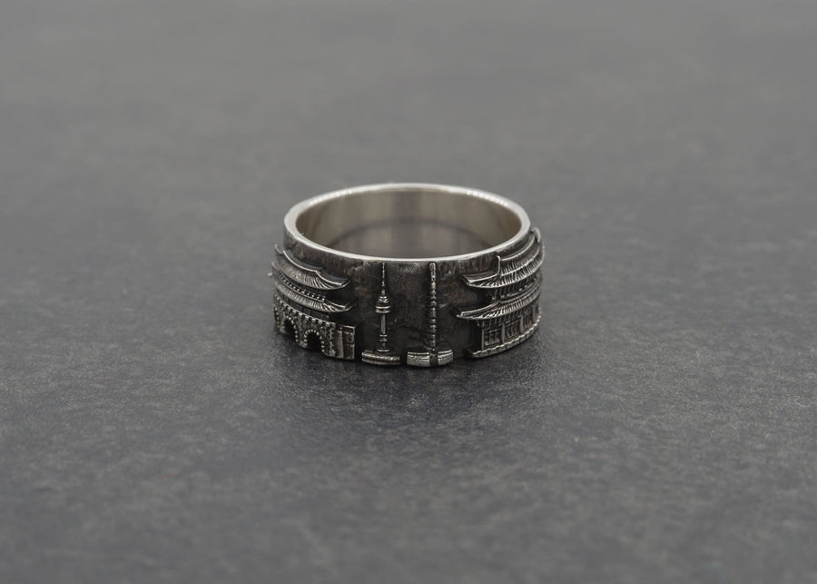 Seoul Cityscape ring, Korean city ring, Travel jewelry, Architecture design, South Korea skyline ring, Sterling silver ring (etsy image id: 4147643358)