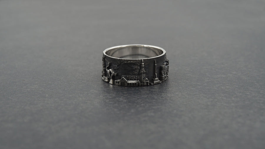 men jewelry	sterling silver ring	band ring	Latvia Cityscape	Latvia souvenir	Latvia memory	Lettland-Ring	Bague Lettonie	Riga Cityscape	Riga cat	Riga souvenir	latvia	latvia ring (etsy image id: 7336702254)
