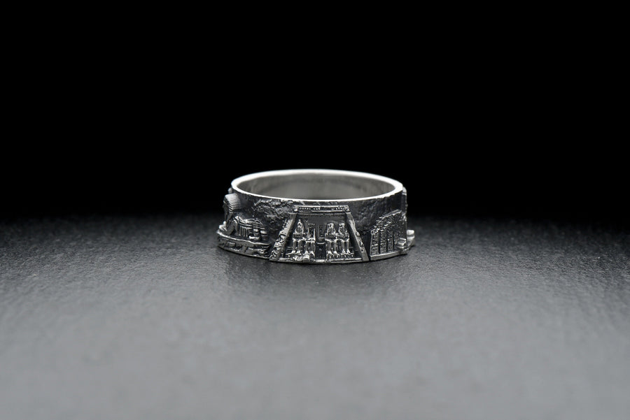 Introducing the stunning Egypt Cityscape Ring! This beautiful silver ring is crafted with sterling silver and features an intricate city skyline, perfect for any Ancient Egypt jewelry or souvenir fan. (etsy image id: 7261996608)
