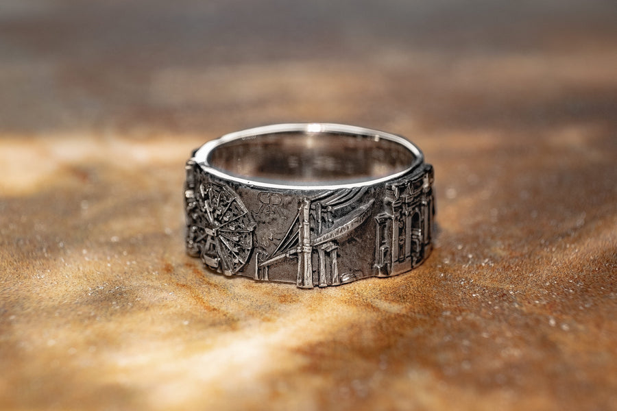 sterling silver ring	New York Skyline	NY souvenir	NYC	Brooklyn bridge	New York ring	Amerikanischer Ring	Bague New-Yorkaise	Cityscape	America	American souvenir	new york	new york cityscape (etsy image id: 7384496001)