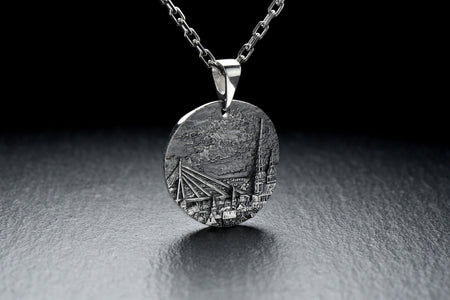 man pendant	women pendant	silver bridge	riga bridge	latvia souvenir	latvia necklace	riga souvenir	riga pendant	riga silver	travel riga	latvia memory	silver pendant	traveler gift (etsy image id: 4152861556)