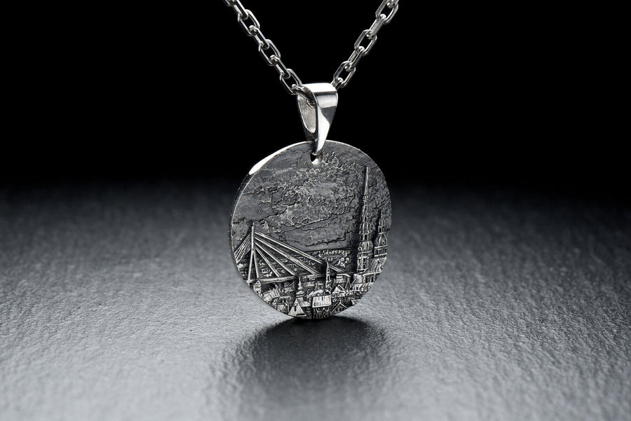 man pendant	women pendant	silver bridge	riga bridge	latvia souvenir	latvia necklace	riga souvenir	riga pendant	riga silver	travel riga	latvia memory	silver pendant	traveler gift (etsy image id: 4152861556)