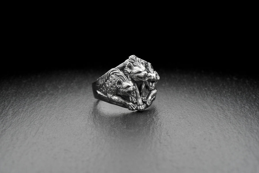 hyenas ring	hyena silver ring	hyena silver jewelry	Hyänenring	bague hyènes	lion king hyena	hyenas	hyenas gift	wild dog lover	wild dog jewelry	african souvenir	beast ring	beast silver ring (etsy image id: 7397082995)