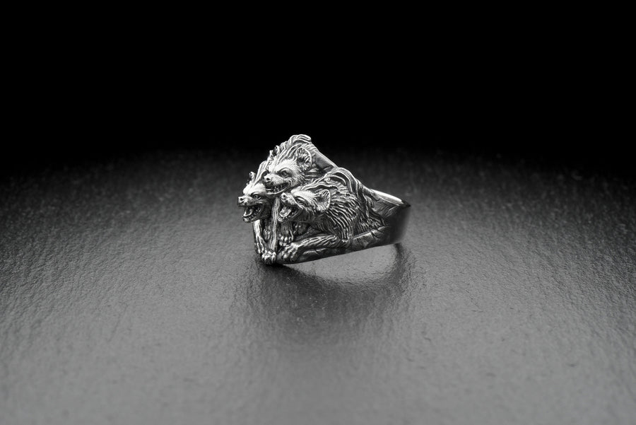 hyenas ring	hyena silver ring	hyena silver jewelry	Hyänenring	bague hyènes	lion king hyena	hyenas	hyenas gift	wild dog lover	wild dog jewelry	african souvenir	beast ring	beast silver ring (etsy image id: 7397082995)