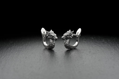 Sterling Silver Dragon Earrings for Her, Fantasy Jewelry, Handmade Mythical Studs, Draconic Gift Idea, Gothic Silver Earrings for Women (etsy image id: 4193071909)