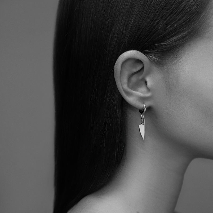knife earring	knives earrings	knives jewelry	halloween jewelry	horror earrings	silver knives (etsy image id: 4193138557)