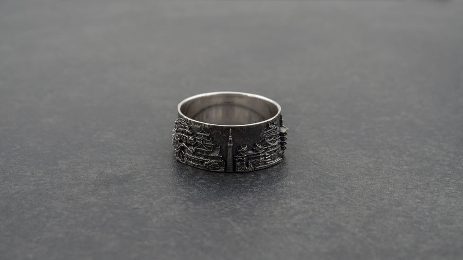 Japan ring	Samurai ring	Japan souvenir	Kawaii Ring	Tokyo Skyline	City ring	anniversary gift	artery jewelry	cityscape ring	Anime ring	sterling silver ring	Japan cityscape	Japan jewelry (etsy image id: 7309553697)