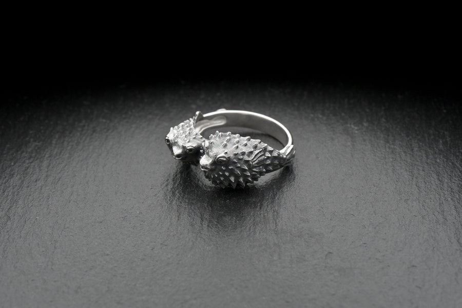 bague pieuvre	Fugu art	Fugu ring	Fish ring	Fugu jewelry	Women gift	Fugu lover gift	Silver (etsy image id: 4195045000)