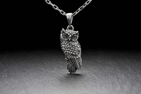 owl pendant	owl necklace	owl jewelry	silver owl pendant	owl necklace men	pendentif chouette __etsy:4195413779
