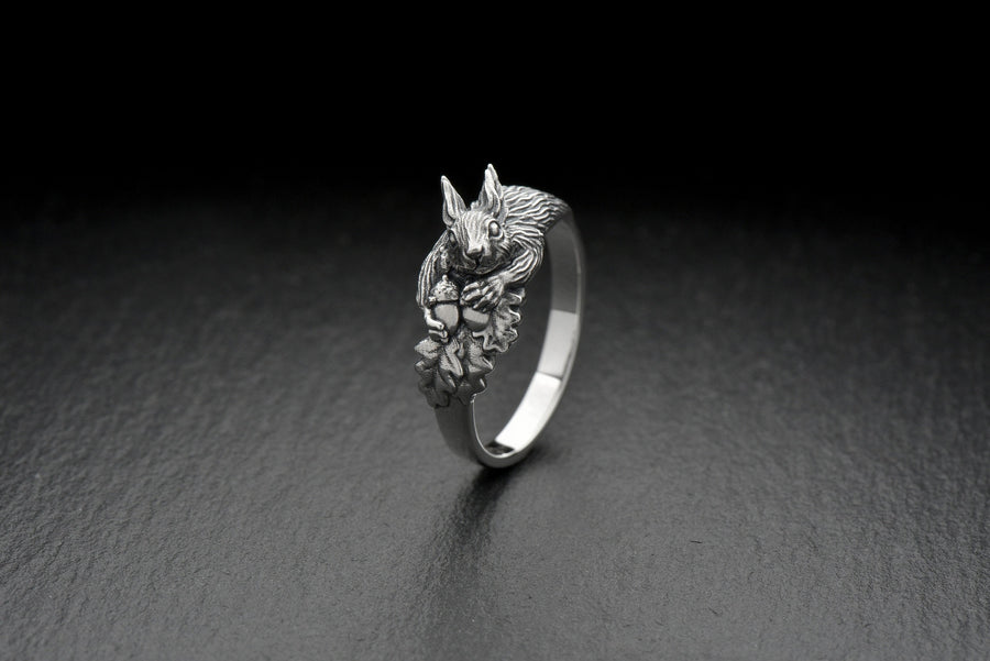 men's gift	animal jewelry	animal ring	silver ring	men gift	Squirrel ring	Squirrel jewelry	Silver Squirrel	Ring with Nuts	Squirrel lover	Eichhörnchen-Ring	bague écureuil	squirrel souvenir