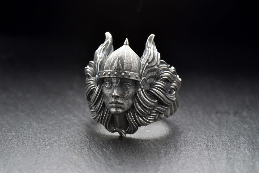 Crafted with care and precision, the Valkyrie Silver Ring is the perfect gift for the Viking warrior in your life. (etsy image id: 7043102433)