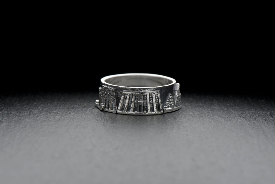 Introducing the stunning Egypt Cityscape Ring! This beautiful silver ring is crafted with sterling silver and features an intricate city skyline, perfect for any Ancient Egypt jewelry or souvenir fan. (etsy image id: 7261996608)