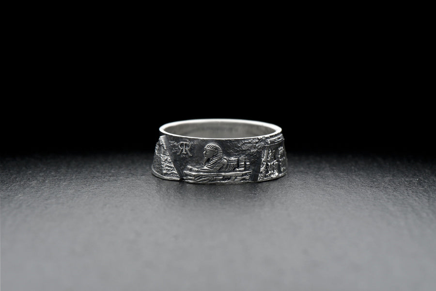 Introducing the stunning Egypt Cityscape Ring! This beautiful silver ring is crafted with sterling silver and features an intricate city skyline, perfect for any Ancient Egypt jewelry or souvenir fan. (etsy image id: 7261996608)