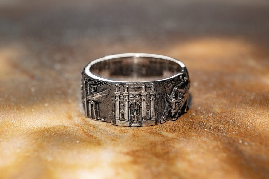 sterling silver ring	New York Skyline	NY souvenir	NYC	Brooklyn bridge	New York ring	Amerikanischer Ring	Bague New-Yorkaise	Cityscape	America	American souvenir	new york	new york cityscape (etsy image id: 7384496001)