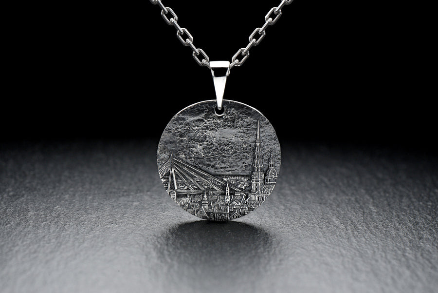 man pendant	women pendant	silver bridge	riga bridge	latvia souvenir	latvia necklace	riga souvenir	riga pendant	riga silver	travel riga	latvia memory	silver pendant	traveler gift (etsy image id: 4152861556)