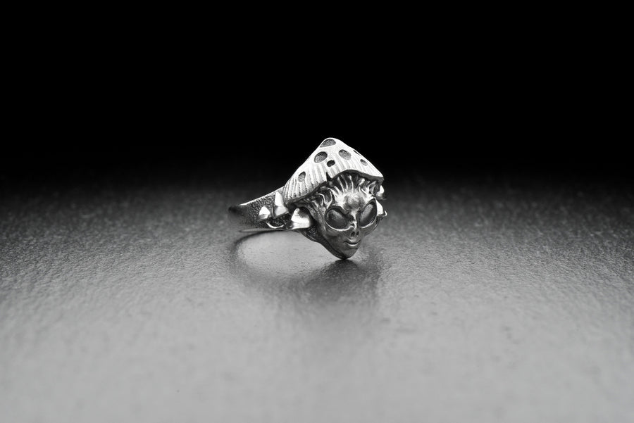 Sterling Silver Alien Mushroom Ring: Handmade Strange Jewelry (etsy image id: 7261383126)