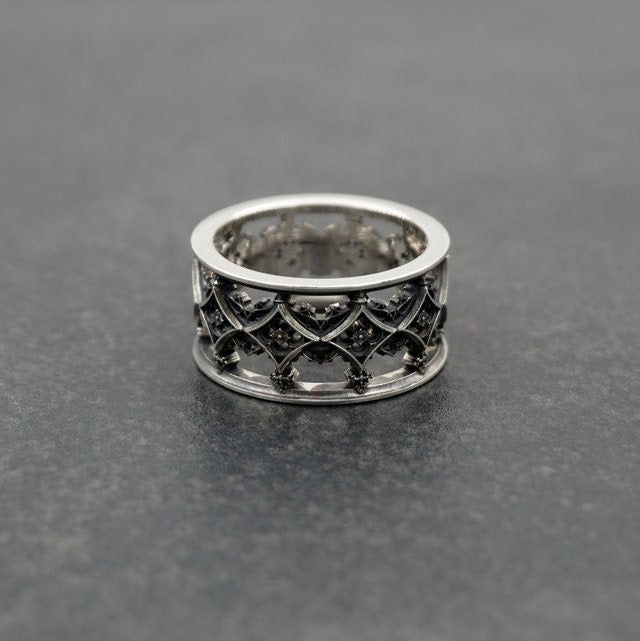 silver gothic	gothic style	statement ring	rare ring	Cathedral ring	gothic architecture	medieval (etsy image id: 4214333624)