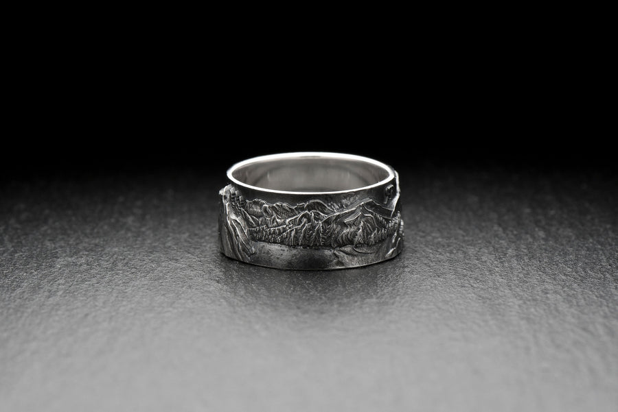 men jewelry	silver ring	band ring	Asia ring	Mount ring	River panoram ring	forest ring	rocks landscape	rocks ring	woodland ring	nature ring	nature	woodland (etsy image id: 7261118660)