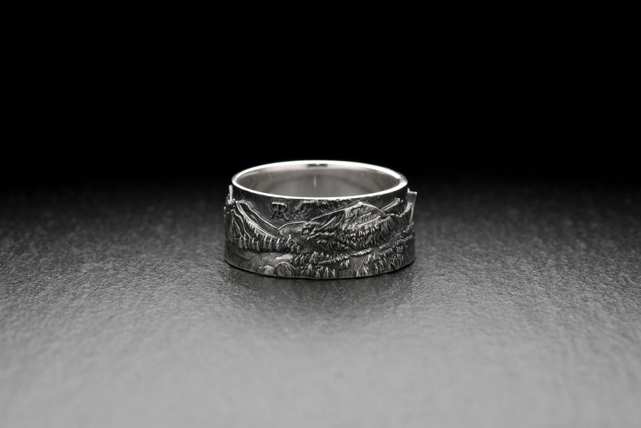 men jewelry	silver ring	band ring	Asia ring	Mount ring	River panoram ring	forest ring	rocks landscape	rocks ring	woodland ring	nature ring	nature	woodland (etsy image id: 7261118660)