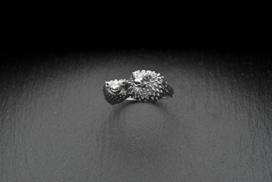 bague pieuvre	Fugu art	Fugu ring	Fish ring	Fugu jewelry	Women gift	Fugu lover gift	Silver (etsy image id: 4195045000)