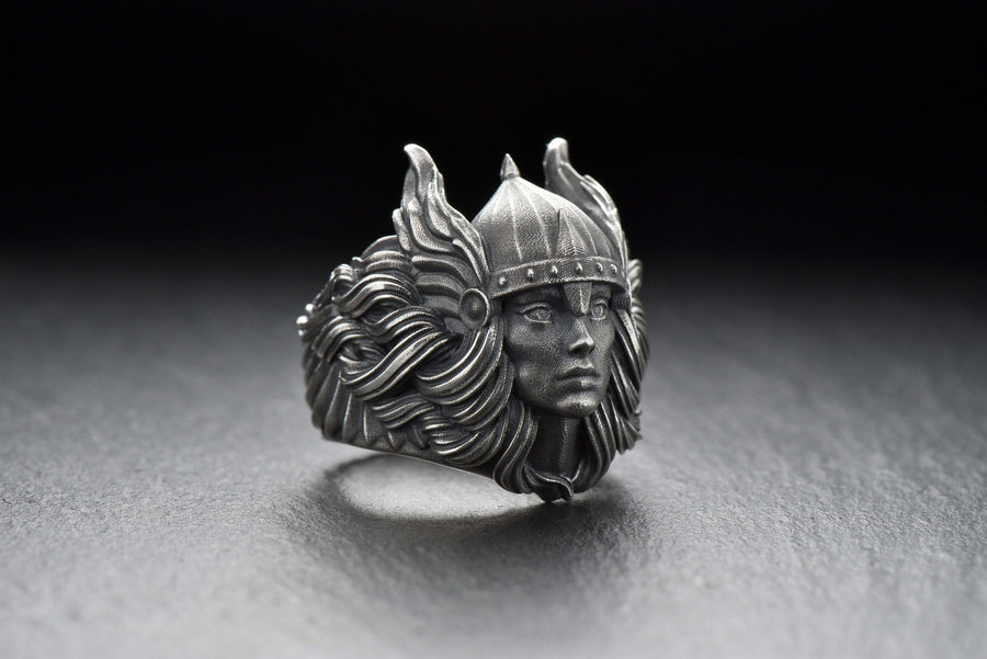 Crafted with care and precision, the Valkyrie Silver Ring is the perfect gift for the Viking warrior in your life. (etsy image id: 7043102433)