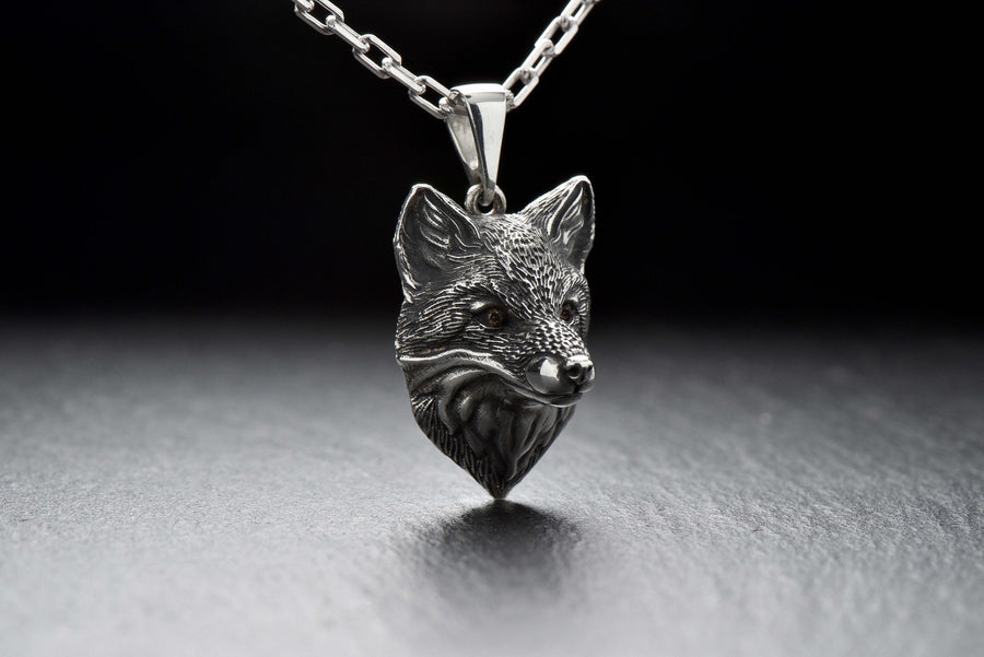 Oxidized Sterling Silver Fox Pendant: Handmade Animal Necklace (etsy image id: 7420263381)