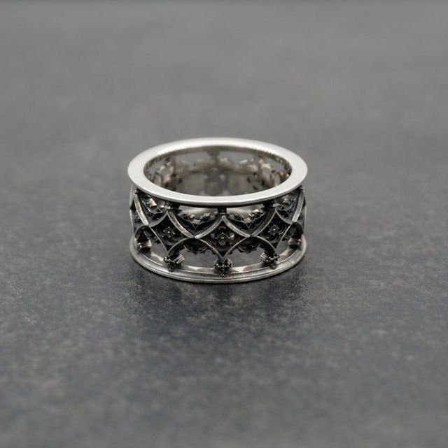 silver gothic	gothic style	statement ring	rare ring	Cathedral ring	gothic architecture	medieval (etsy image id: 4214333624)