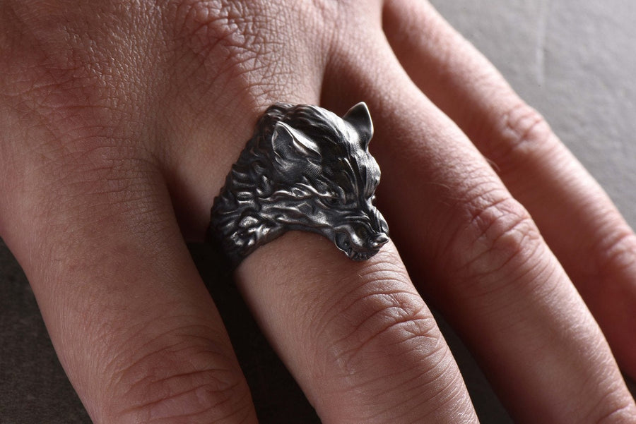 wolf ring	animal jewelry	wolf totem	animal ring	men gift	werewolf ring