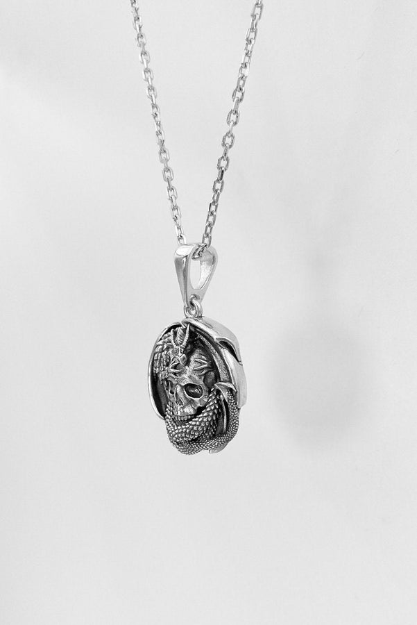 Dragon jewelry	dragon pendant	skull silver jewelry	silver pendant	dragon skull	silver skull (etsy image id: 4091749331)