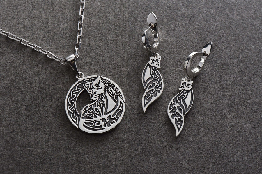 Sterling Silver Fox Pendant – Celtic Knot Fox Necklace | Spirit Animal Jewelry Gift for Nature Lovers (etsy image id: 5567352901)