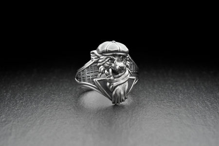 Sterling Silver Fox Ring, Smoking Detective Fox Ring, Handmade Animal Jewelry, Fox Lover Gift, Victorian Style Animal Ring, Fox Alex (etsy image id: 4316145454)