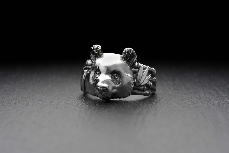 Signet ring	silver signet ring	signet silver ring	men jewelry	jewelry for men	panda ring	calm panda (etsy image id: 4320947446)