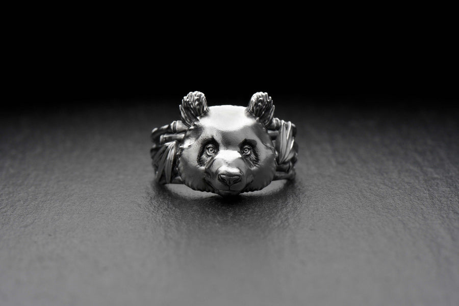 Signet ring	silver signet ring	signet silver ring	men jewelry	jewelry for men	panda ring	calm panda (etsy image id: 4320947446)