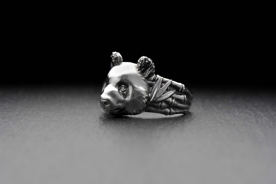 Signet ring	silver signet ring	signet silver ring	men jewelry	jewelry for men	panda ring	calm panda (etsy image id: 4320947446)