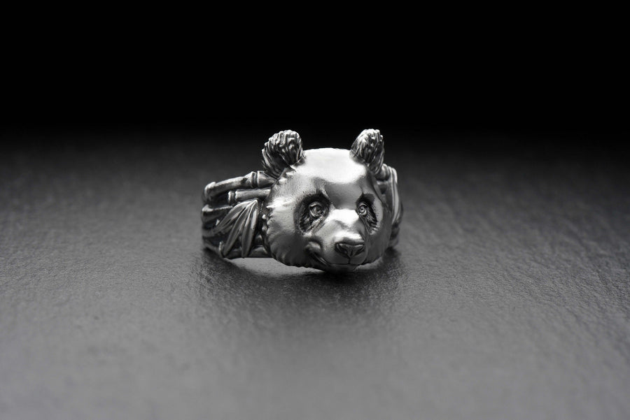 Signet ring	silver signet ring	signet silver ring	men jewelry	jewelry for men	panda ring	calm panda (etsy image id: 4320947446)