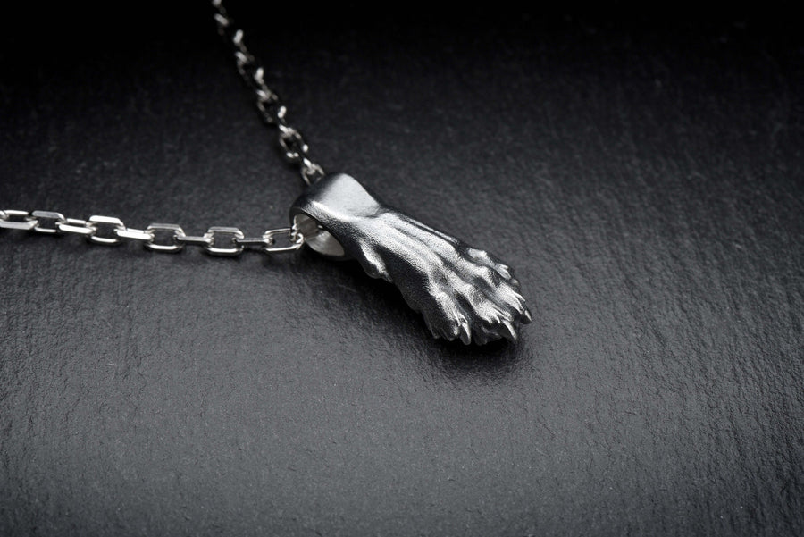 silver pendant	animal jewelry	silver necklace	hunter pendant	silver paw (etsy image id: 4370613433)