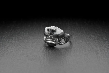 Signet ring	men's jewelry	animal signet ring	signet silver ring	wolf	samurai	mask (etsy image id: 4323229540)