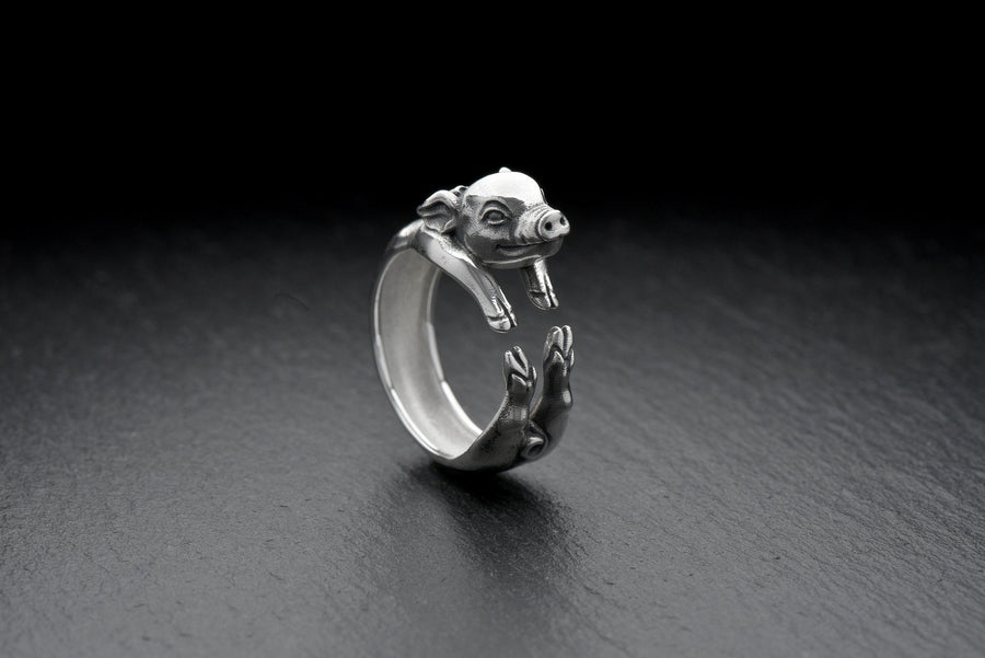 Sterling Silver Mini Pig Ring: Handmade Animal Lover Jewelry (etsy image id: 5634667443)