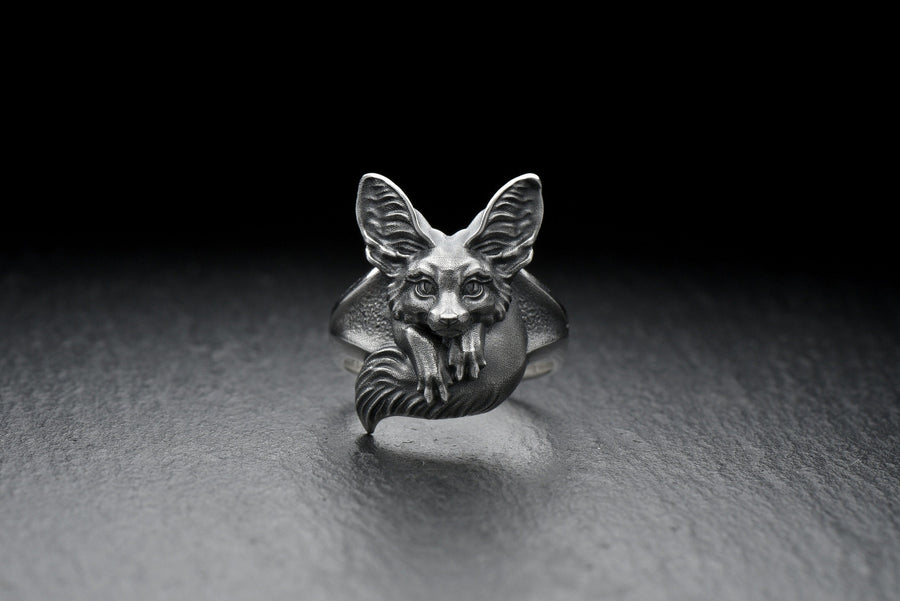 silver signet ring	animal silver ring	fennec jewelry	fennec animal	fox lover ring	fennec fox