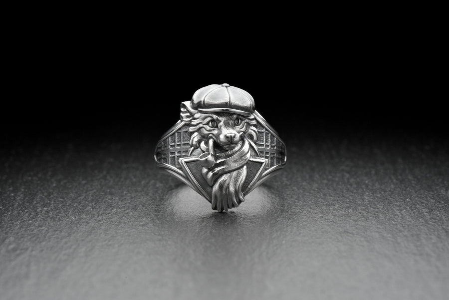 Sterling Silver Fox Ring, Smoking Detective Fox Ring, Handmade Animal Jewelry, Fox Lover Gift, Victorian Style Animal Ring, Fox Alex (etsy image id: 4316145454)