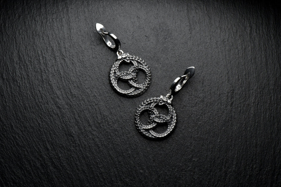 Sterling Silver Ouroboros Dragon Earrings: Mythical Fantasy Jewelry (etsy image id: 7268100267)