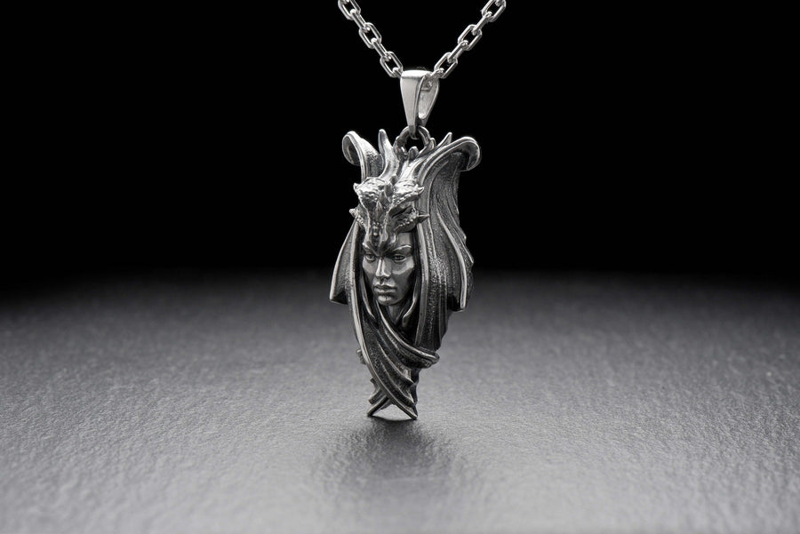 Sterling Silver Lady Dragon Pendant: Fantasy Necklace (etsy image id: 4413374709)