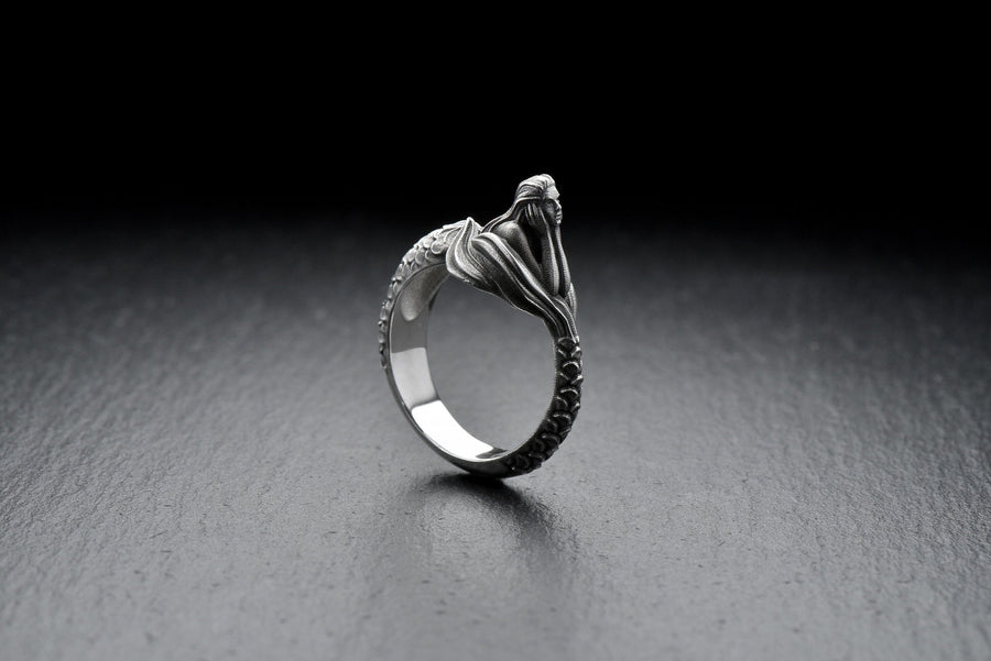 mermaid ring	sea lover gift	sea creature	mythology jewelry	siren ring	siren silver	mermaid jewelry	antique silver ring	pearl jewelrly	sea siren ring	mythology ring	sea creature ring	ancient myth ring (etsy image id: 4370454681)
