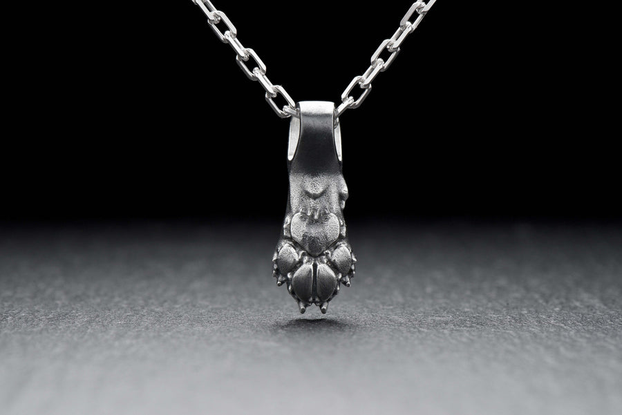 silver pendant	animal jewelry	silver necklace	hunter pendant	silver paw (etsy image id: 4370613433)