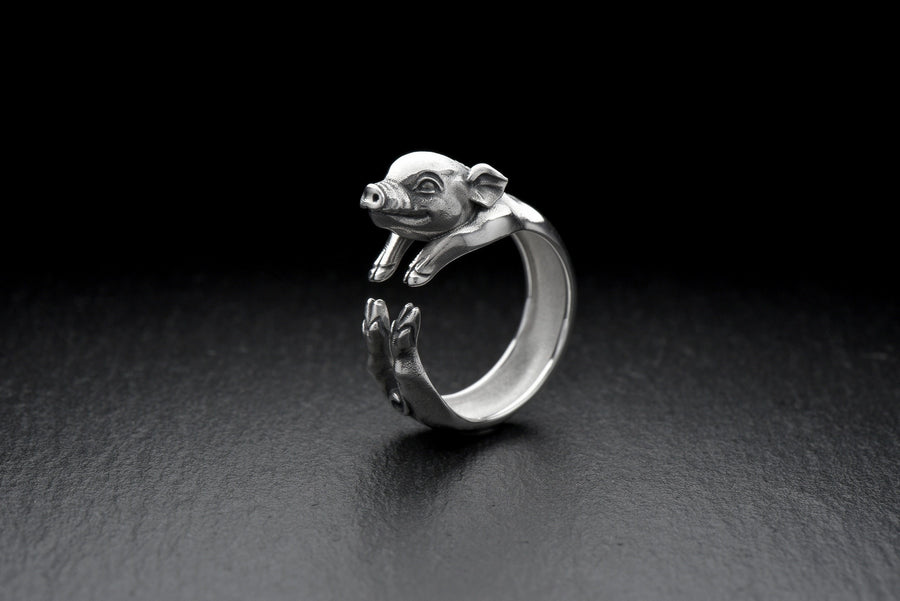 Sterling Silver Mini Pig Ring: Handmade Animal Lover Jewelry (etsy image id: 5634667443)