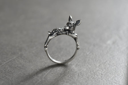 Crafted with exquisite attention to detail, this ring features a sweet Baby Deer design that captures the innocence and beauty of these gentle creatures. (etsy image id: 4374547198)