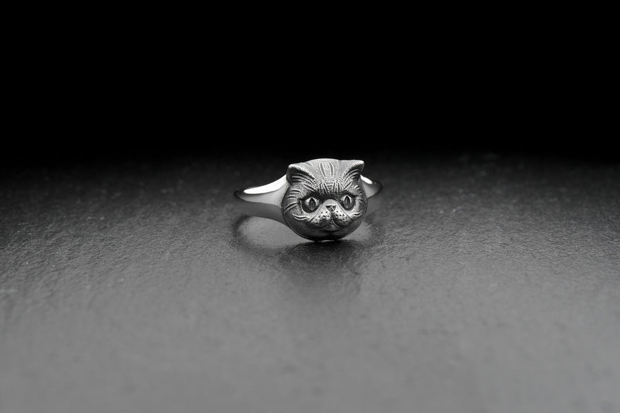 Cat Signet Ring – Minimalist Sterling Silver Feline Face Ring | Elegant Everyday Jewelry for Cat Lovers (etsy image id: 7363878238)
